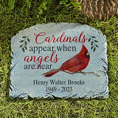 Angels & Cardinals Personalized Memorial Garden Stone