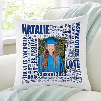 Dream Big Graduate Personalized Photo Throw Pillow