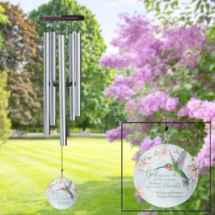 1pc, Sympathy Wind Chimes For Outside - Memorial Wind Chimes With 12  Aluminum Alloy Tubes And Hook - Beautiful And Soothing Sound For Memorials  And Me