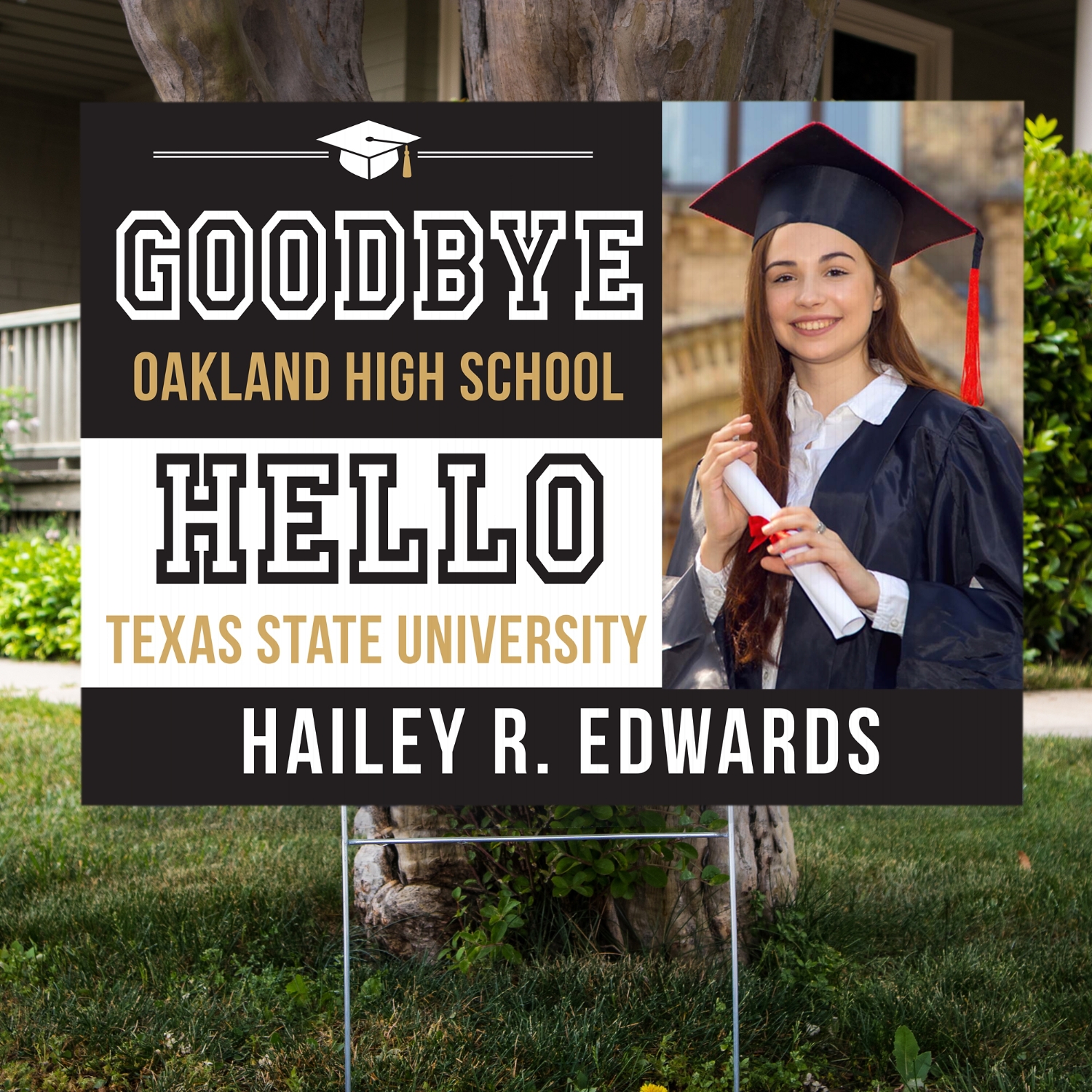 New Beginnings Graduation Photo Yard Sign