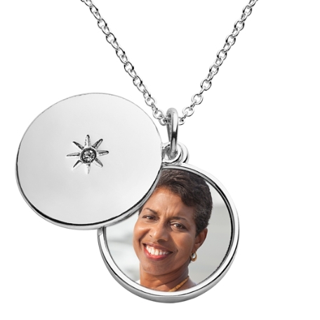 Love Remembered Birthstone Sliding Photo Locket  - Silver - November