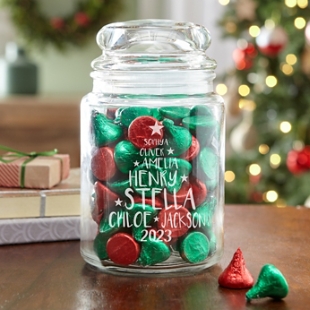 Family Christmas Tree Glass Treat Jar