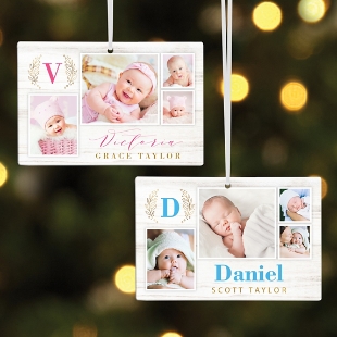 Baby Monogram Photo Rectangle Ornament