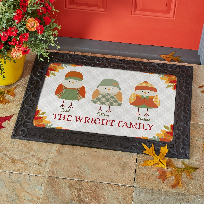 Autumn Birds Personalized Doormat at