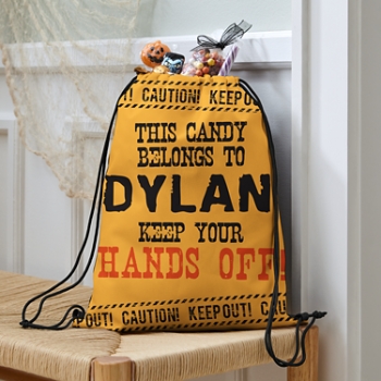 Hands Off My Candy Allover Print Halloween Drawstring Bag