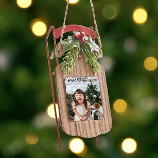 Rustic Sled Photo Bauble