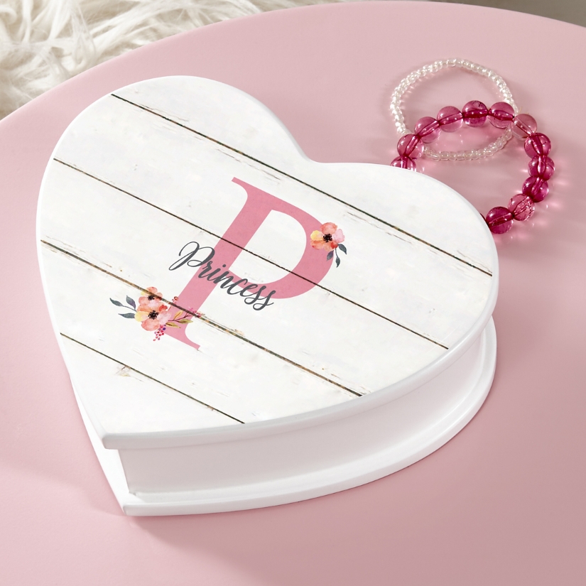 Sophisticated Baby Name Personalized HeartShaped Jewelry Box at