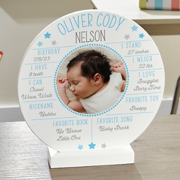My First Year Photo Wood Circle with Stand      
