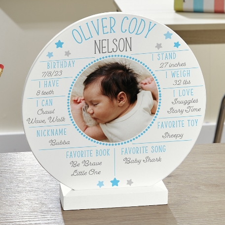 My First Year Photo Wood Circle with Stand      