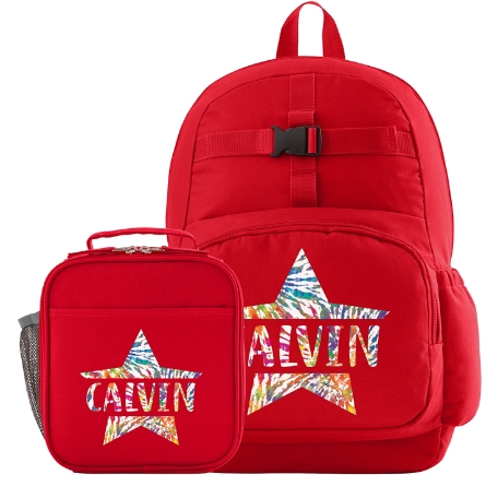 Tie Dye Name Red Backpack+Lunch Box