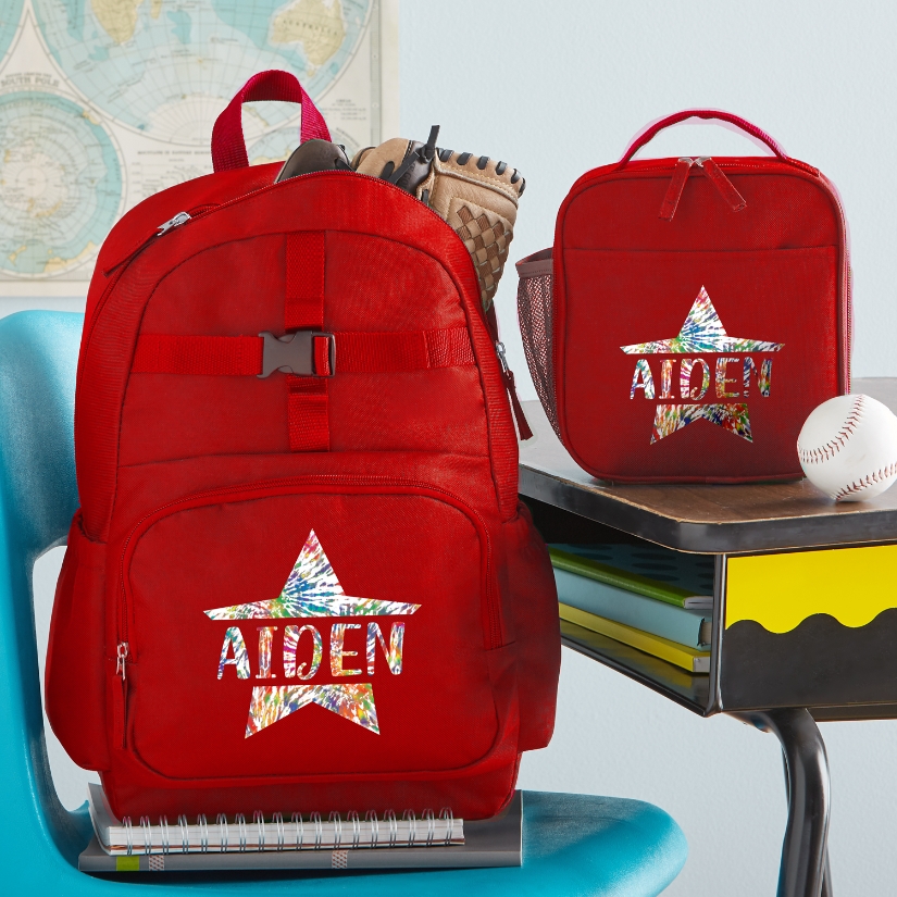 Vibrant Name Personalized Tie Dye Red Backpack Set at Gifts.com