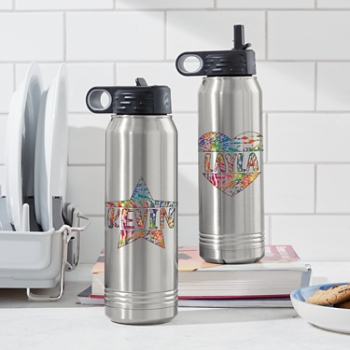 Tie Dye Name Stainless Steel Water Bottle