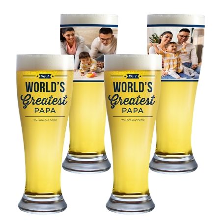 #1 Photo Message Glassware - Pilsner - Set of 4