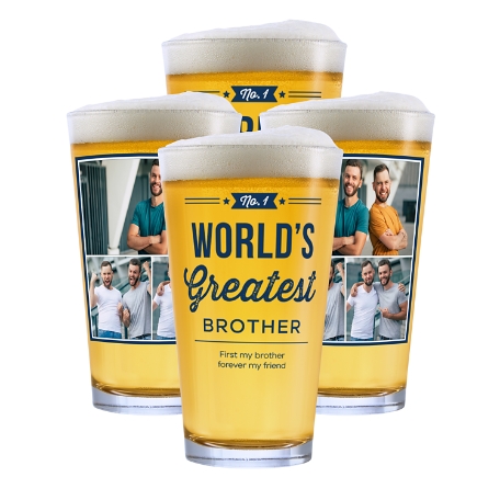 #1 Photo Message Glassware - Pint Glass - Set of 4