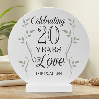 Celebration of Love Anniversary Wooden Circle with Stand