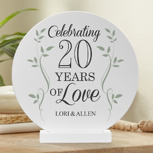 Celebration of Love Anniversary Wooden Circle w/Stand