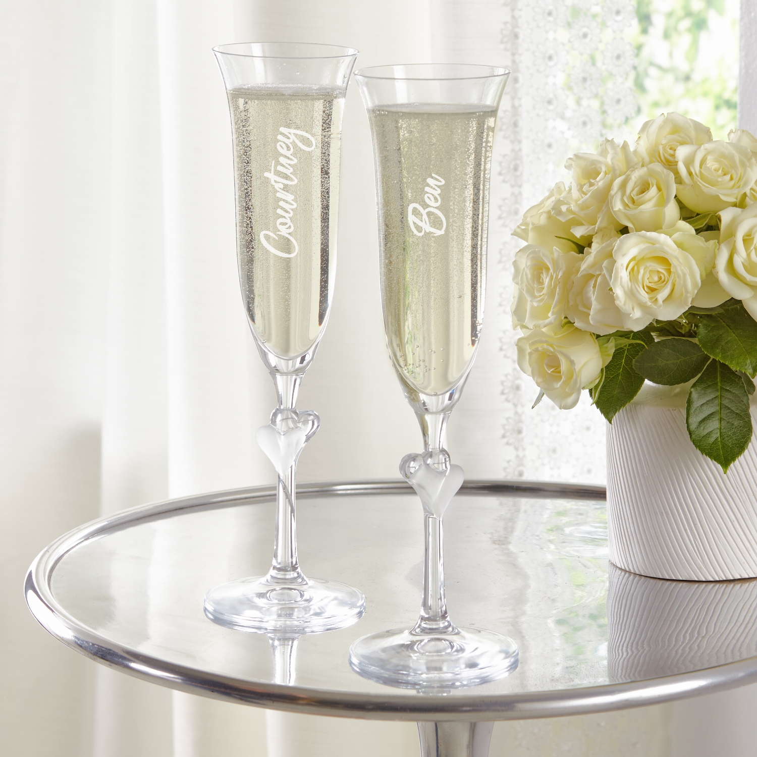 Double Heart Champagne Flute