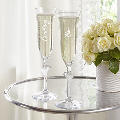Double Heart Champagne Flute