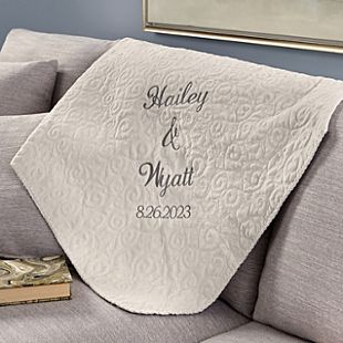 Embroidered Name & Date Quilted Throw