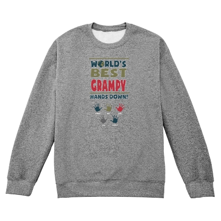 Hands Down Best Dad/Grandpa Sweatshirt - Crew - Gray - S