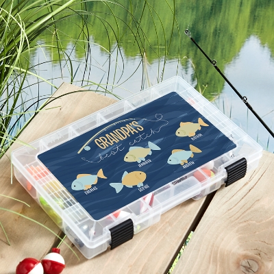 Personalised Fishing Tackle Box, Custom Fish Gear Compartment Tray