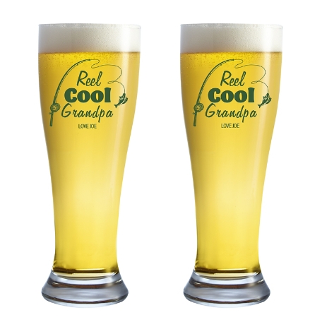 Reel Cool Fishing Pilsner Glass - Set of 2 - Green