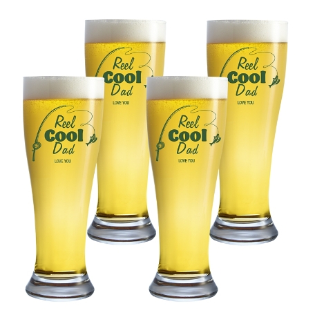 Reel Cool Fishing Pilsner Glass - Set of 4 - Green