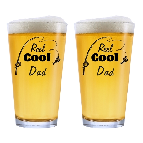 Reel Cool Fishing Pint Glass - Set of 2 - Black