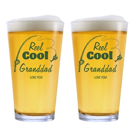 Reel Cool Fishing Pint Glass - Set of 2 - Green