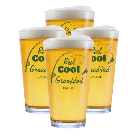 Reel Cool Fishing Pint Glass - Set of 4 - Green