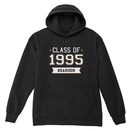 Varsity Letter Graduation Sweatshirt - Hooded - Black - M