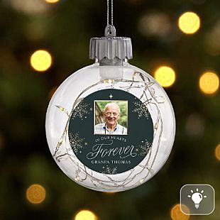 In Our Hearts Photo Memorial Fairy Lights Ornament