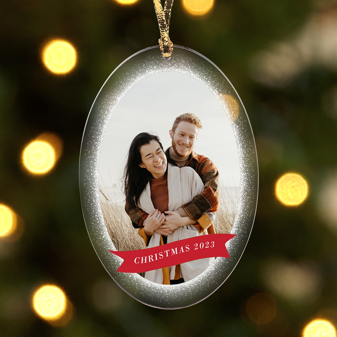 Festive Banner Photo Personalized Ornament