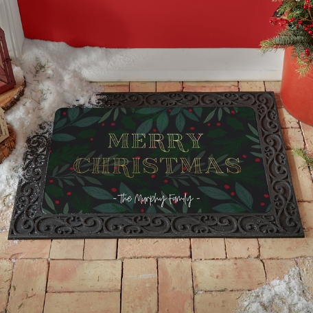 Merry Christmas Holly Doormat