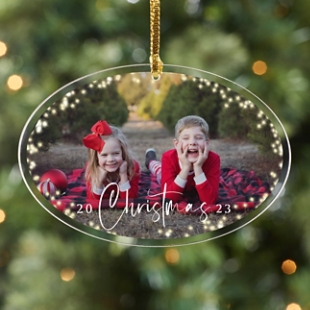 Twinkle Lights Photo Oval Bauble