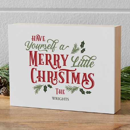 Merry Little Christmas Wood Block