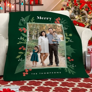 Merry Pines Photo  Plush Blanket