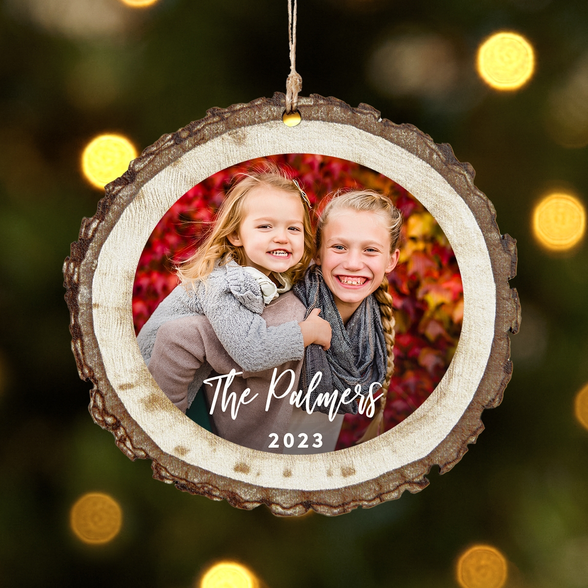 Custom Keepsake Photo Rustic Wood Ornament