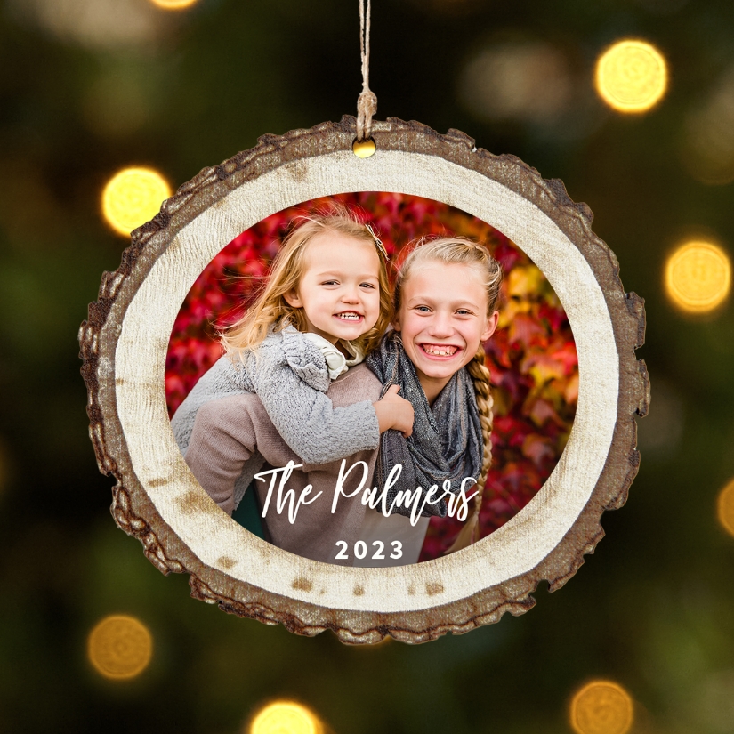 Custom Keepsake Photo Rustic Wood Ornament at