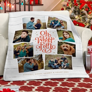 Oh What Fun Photo Collage Plush Blanket