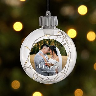 Our First Christmas Photo Fairy Lights Bauble