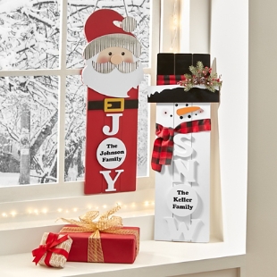 Rustic Snowman and Santa Wood Wall Art