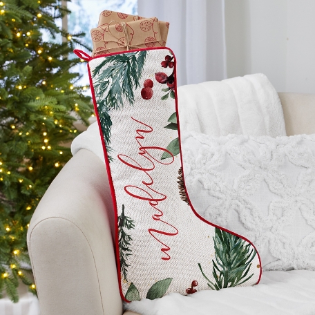 Watercolor Pine Stocking