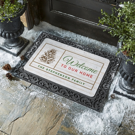 Welcome to Our Home Pinecone Doormat