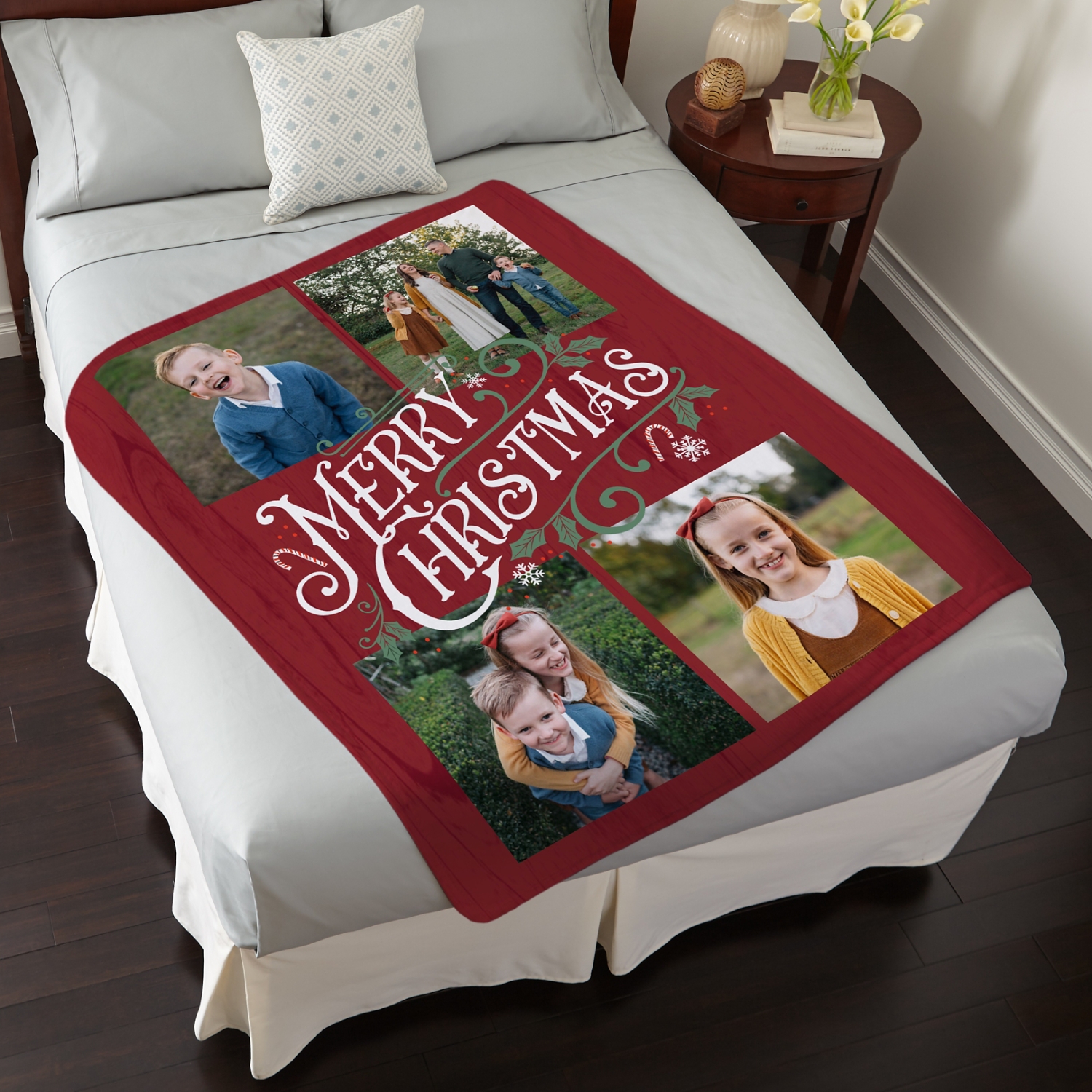 Vintage Christmas Photo Plush Blanket