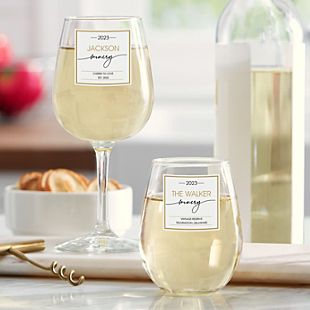 Golden Name Winery Wine Glass
