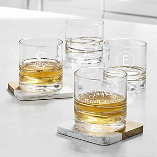 Golden Reflections Engraved Whiskey Glass