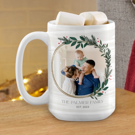 Holly Wreath Photo Mug