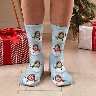 Jolly Snowman Photo Socks