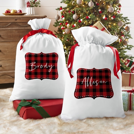 Plaid Name Oversized Gift Bag